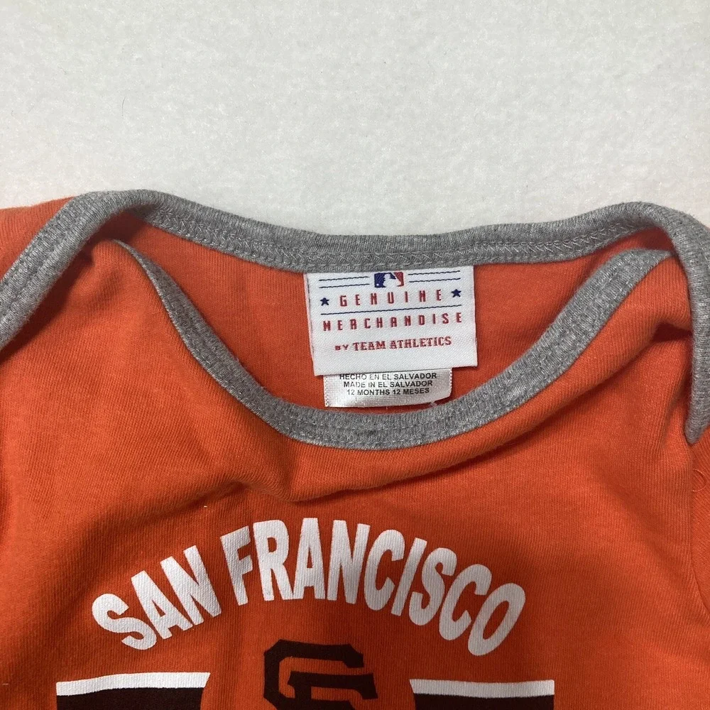 San Francisco Giants‎ Baby 12 Month One Piece Body Suit Orange Black White
